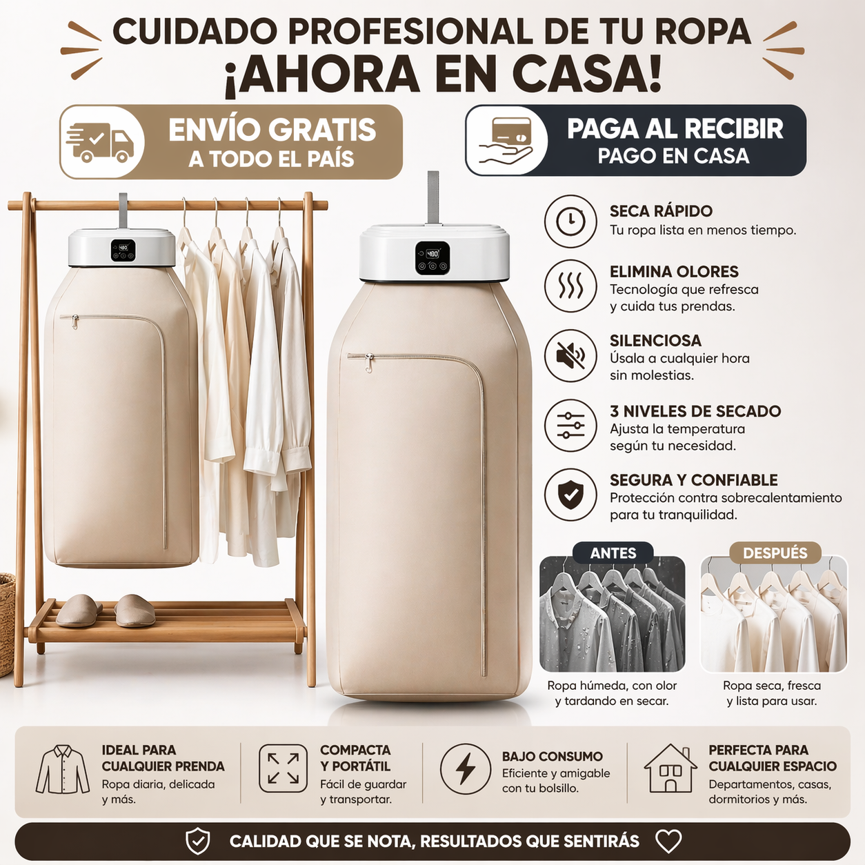 Secadora DryMax Pro™  – "Sin patio y sin sol, adiós olor a humedad"