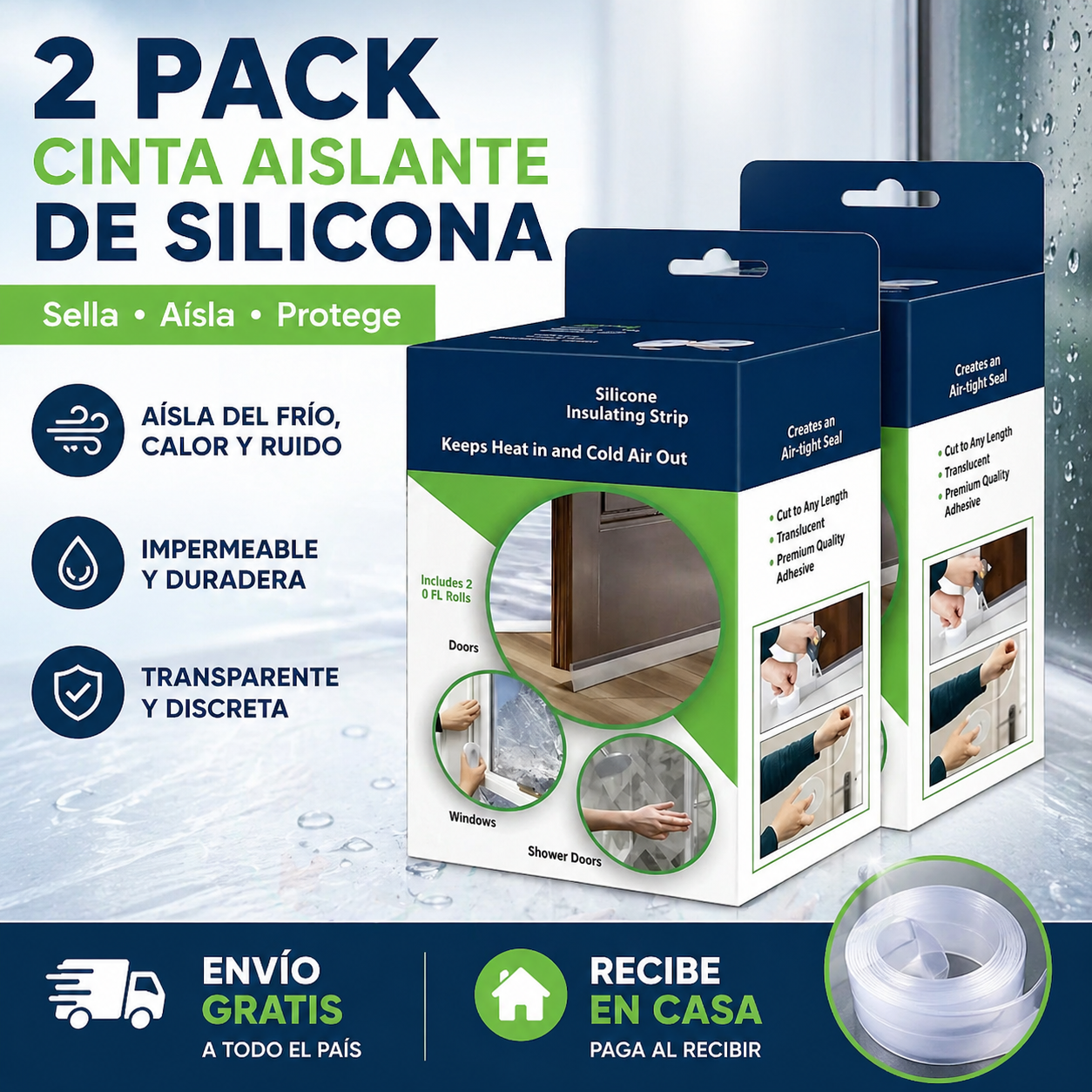 SellaMax™  Cinta Aislante para Puertas y Ventanas PACK X2