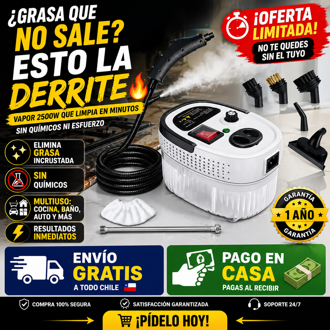 Limpiador VaporJet™ - ¡Sacar grasa SIN frotar!