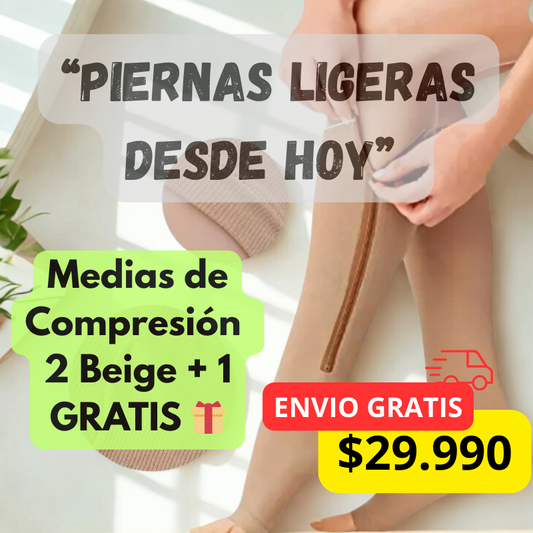 VitalSocks™ Medias de Compresión | 2 Beige + 1 Negro GRATIS