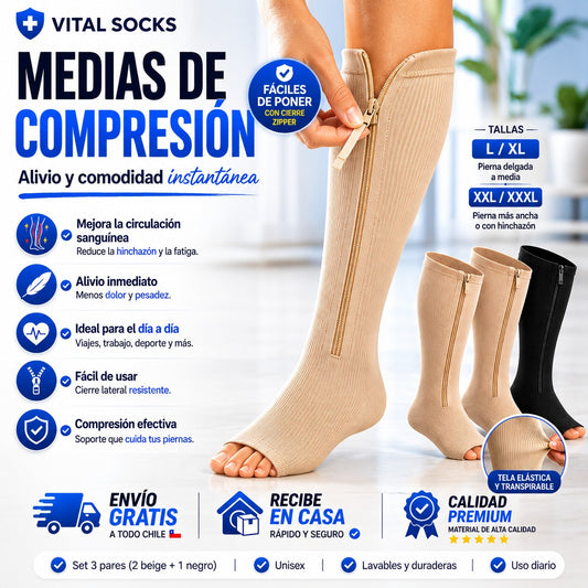 Set 3 Pares VitalSocks™ - Adiós a las piernas hinchadas y cansadas